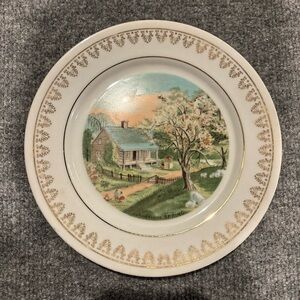 Currier & Ives Spring Cottage Decorative Plate